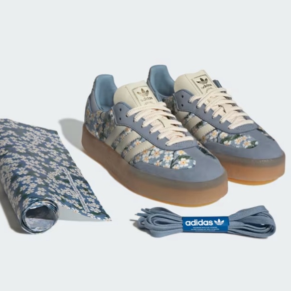 Adidas limited edition blue floral Sambae sneakers made with Liberty fabric NWT - Picture 2 of 9